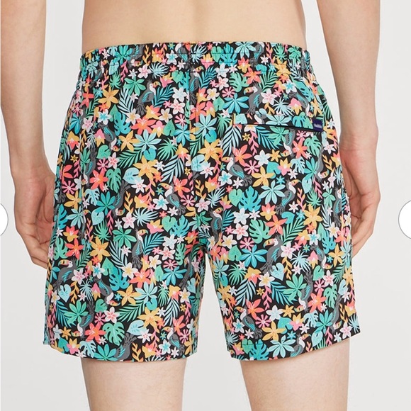 Chubbies Pink and Green Swim Trunks Vibrant Floral Quick-Dry - Picture 3 of 4
